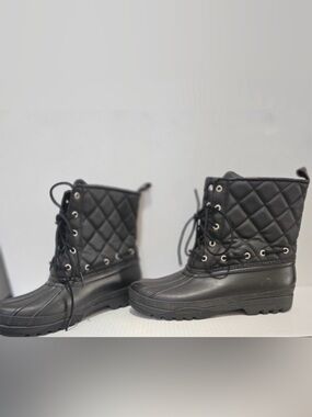 Sperry Top Sider Women's Quilted Black Waterproof Gosling Duck Boots Sz 9